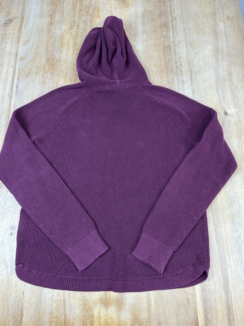 Lauren Ralph Lauren 100% Cotton Plum waffle Knit Hooded Sweater - Picture 13 of 13